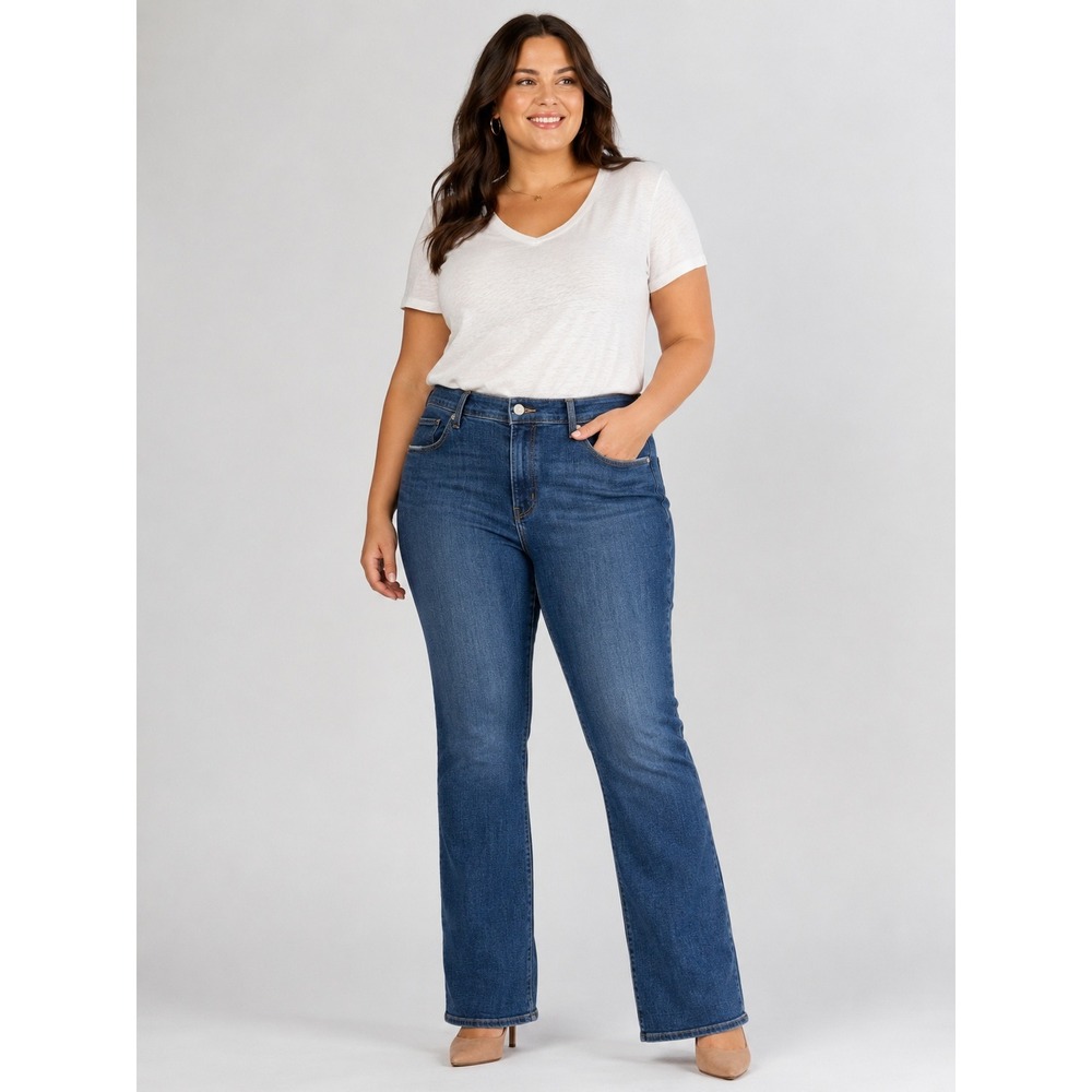 Levis Classic Bootcut Jeans Womens 16 Medium Wash Blue Stretch Denim Mid Rise
